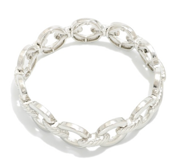 Chunky Ribbed Link Bracelet - Silver