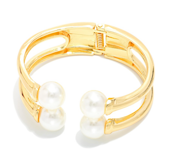 Chic Pearl Layered Bangle - Gold