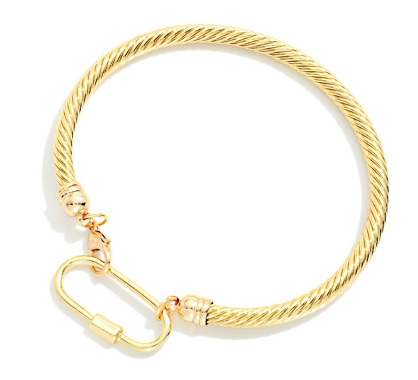 Sleek Twisted Hinged Cuff - Gold