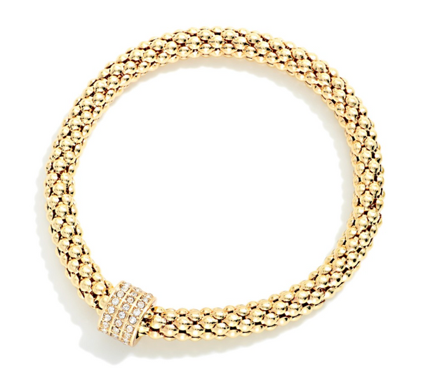 Rhinestone Popcorn Chain Bracelet - Gold
