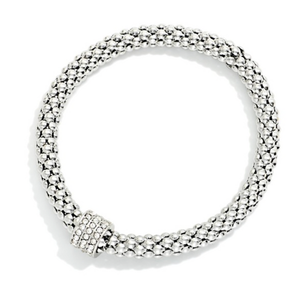 Rhinestone Popcorn Chain Bracelet - Silver