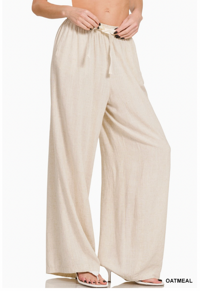 Coastal Breeze Linen Pants - Oatmeal