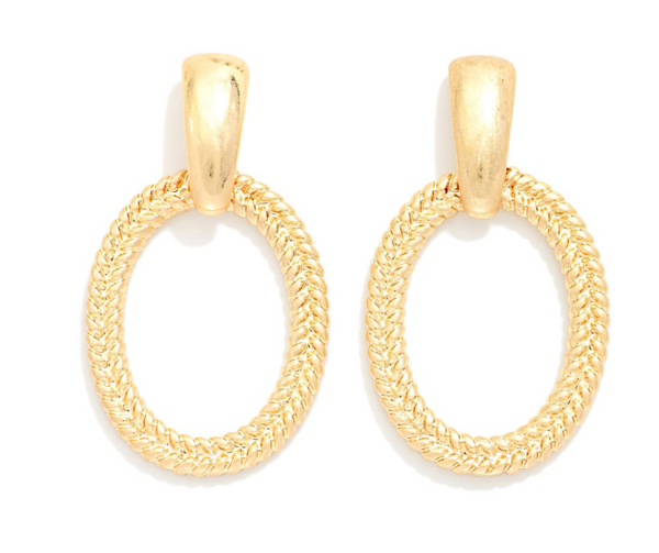 Twisted Glam Oval Earrings - Gold