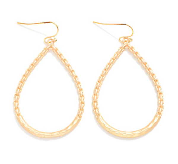 Golden Link Teardrop Earrings - Gold