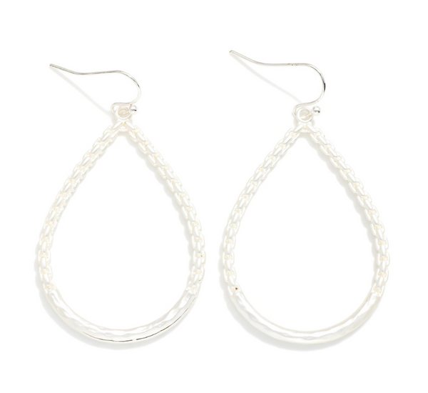 Golden Link Teardrop Earrings - Silver