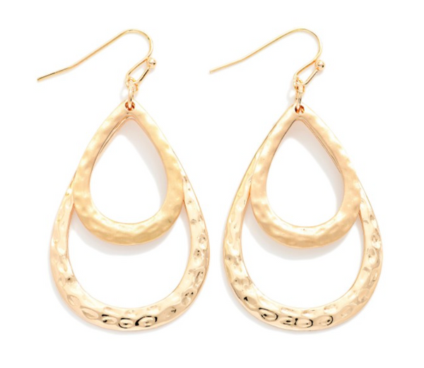Bold Teardrop Texture Earrings - Gold