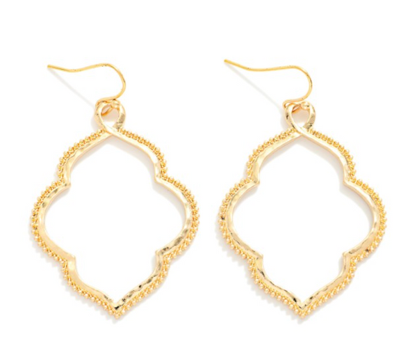 Golden Quatrefoil Drop Earrings - Gold
