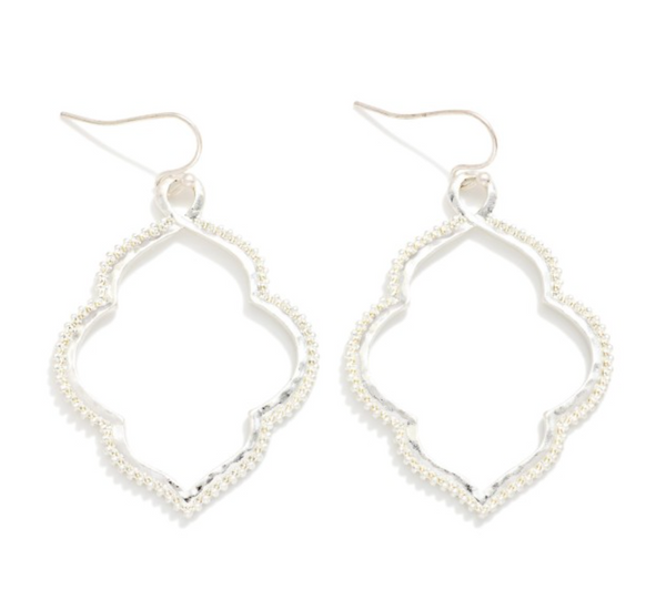 Golden Quatrefoil Drop Earrings - Silver