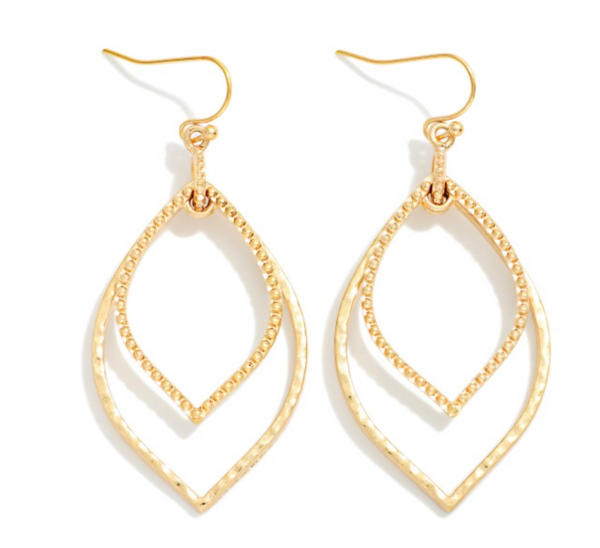 Elegant Navette Drop Earrings - Gold
