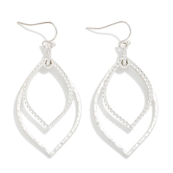 Elegant Navette Drop Earrings - Silver