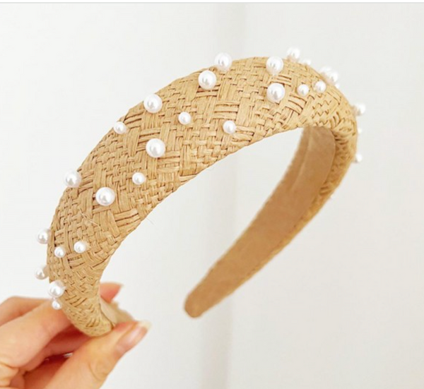 Coastal Pearl Raffia Headband