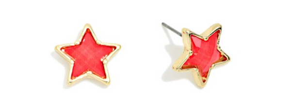 Americana Star Stud Earrings - Red