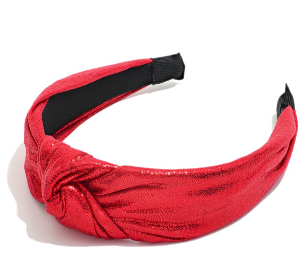 Metallic Knotted Headband - Red