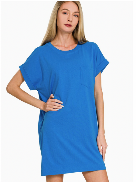 Casual Cutie Pocket Dress - Blue