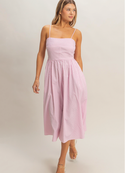 Simply Sweet Stripe Dress - Pink
