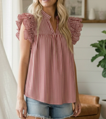 Seabreeze Social Top - Red/White