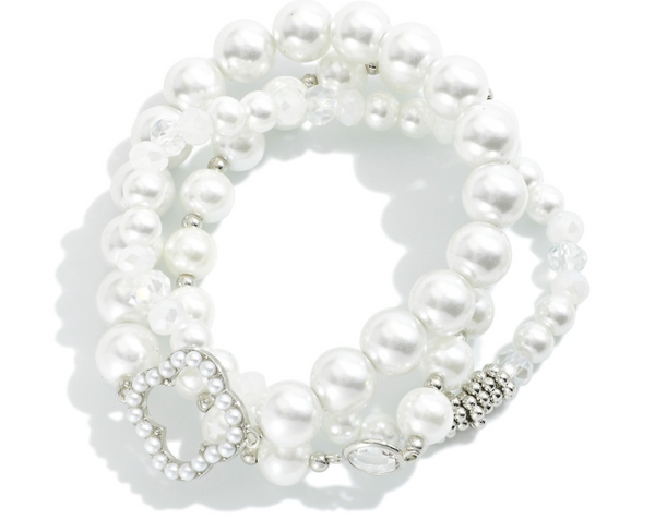 Elegant Clover Bracelet Set - Silver