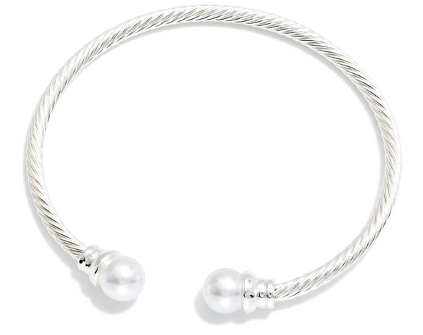 Pearl Glow Cuff Bracelet - Silver