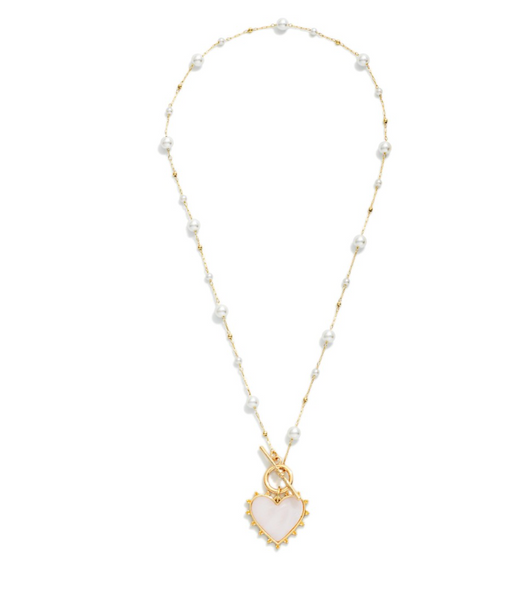 Beaded Link Heart Necklace