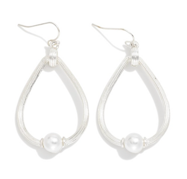 Drop Earrings With Pearl Detail - Silver