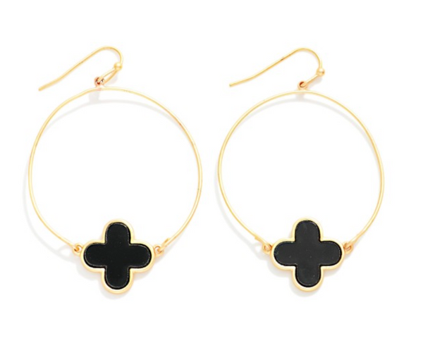 Clover Drop Earrings - Black