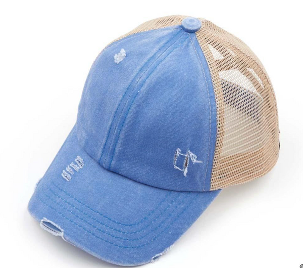 Distressed CC Baseball Cap - Blue