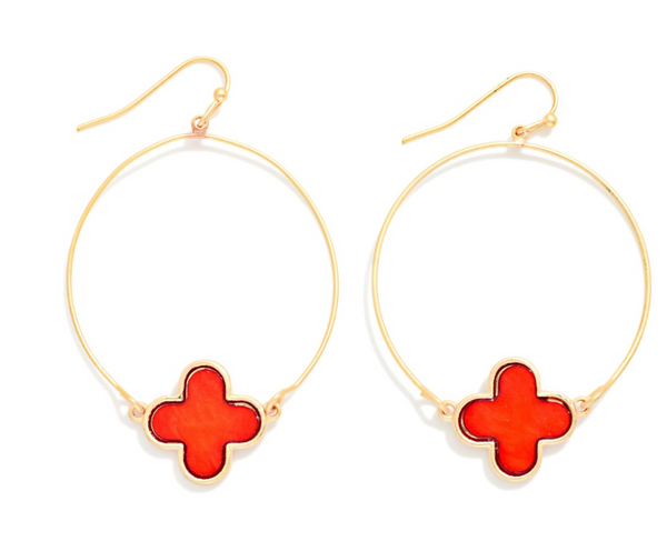 Clover Drop Earrings - Red