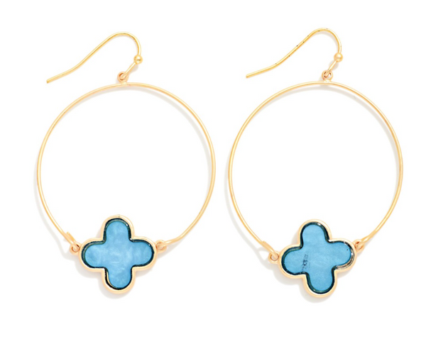 Clover Drop Earrings - Blue
