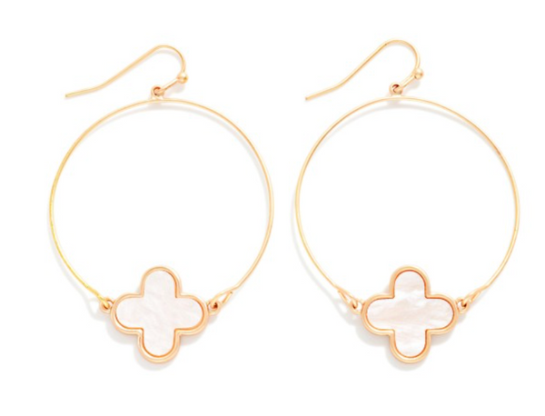 Clover Drop Earrings - White