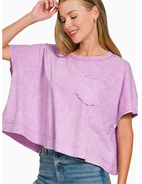 Washed Away Oversized Top - Purple