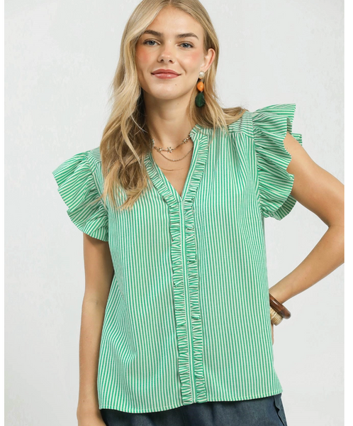 Ruffle Me Pretty Blouse - Green