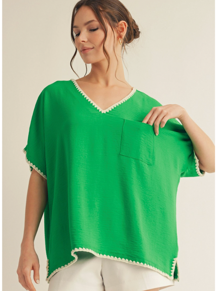 Coastal Charm Blouse - Green