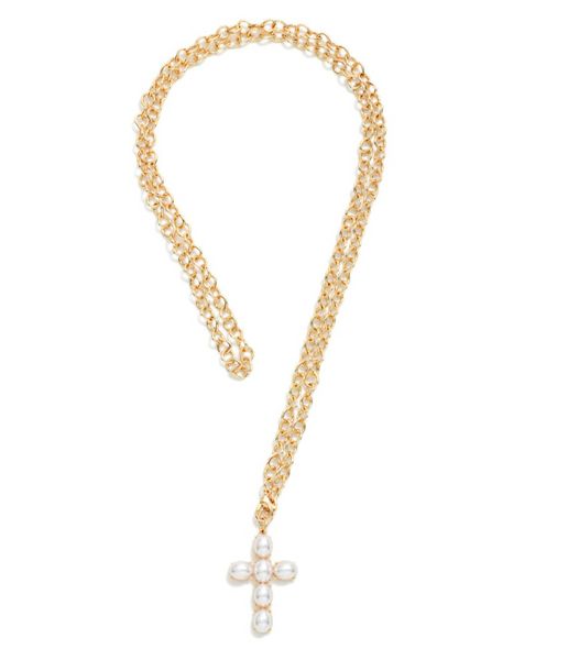 Pearl Cross Charm Necklace