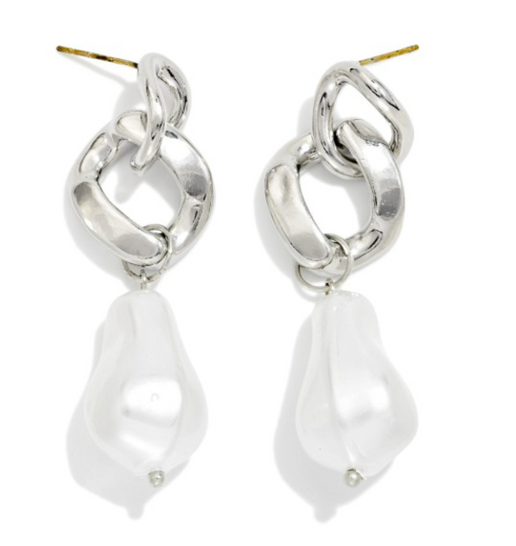 Poppy Pearl Drop Earrings - Silver