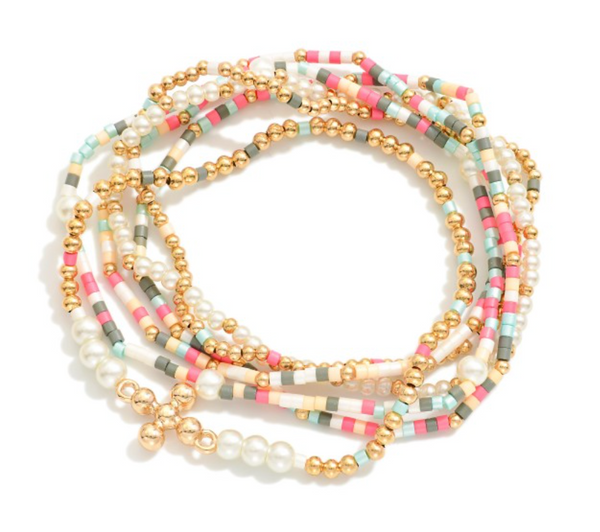 Faith Pearl Bracelet Stack - Multi