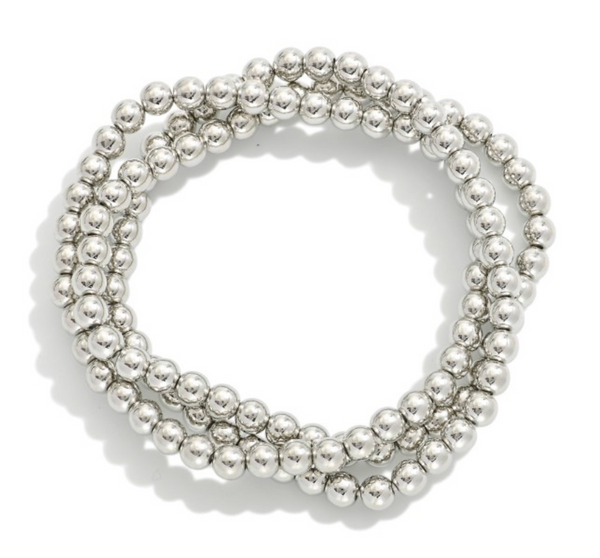 Simple Shine Bracelet Set - Silver