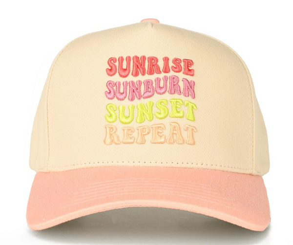 "Sunrise Sunburn Sunset Repeat" Baseball Cap