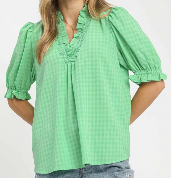 Sweetheart Ruffle Blouse - Green