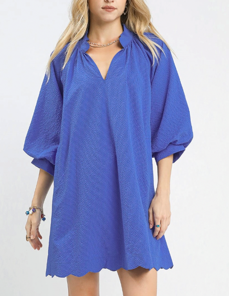 Scalloped Sweetie Dress - Blue