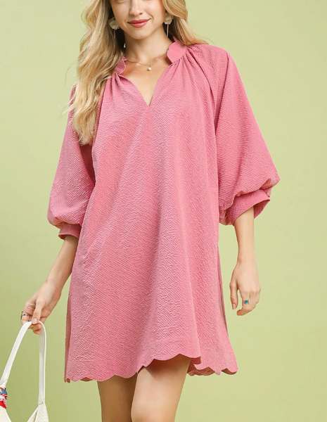 Scalloped Sweetie Dress - Pink