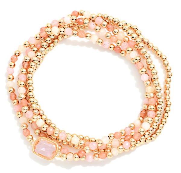 Sunlit Spark Bracelet Set - Pink