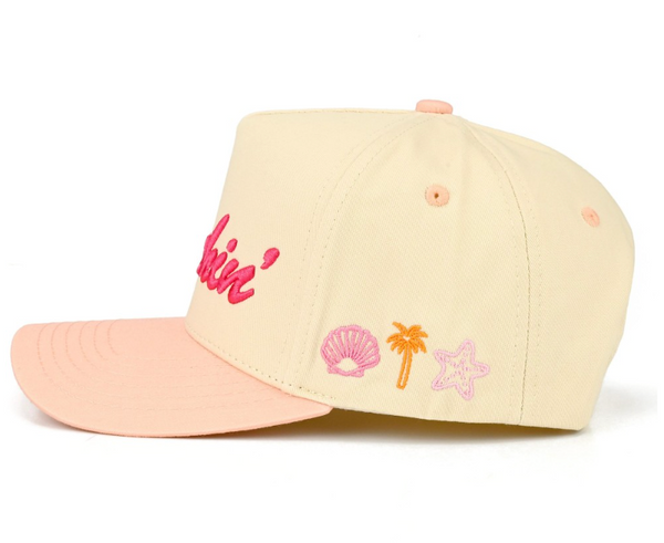 "Beachin" Embroidered Cap - Peach