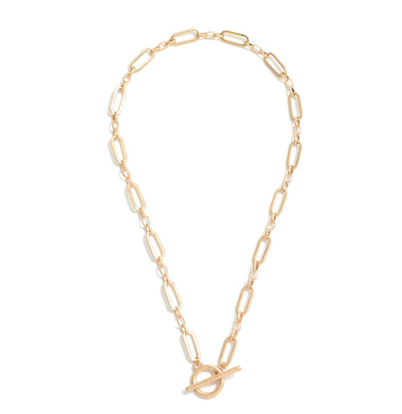 Paper Clip Chain Link Necklace - Gold