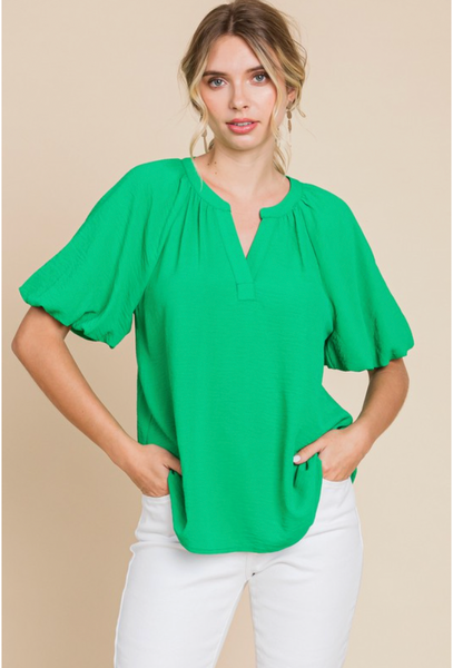 Graceful Gathers Top - Green