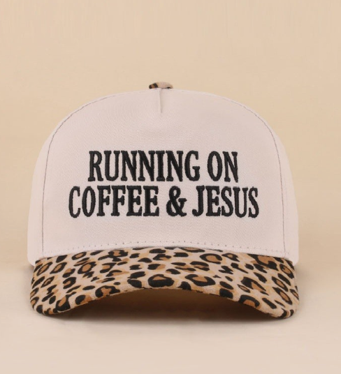 "Running On Coffee & Jesus" Embroidered Cap