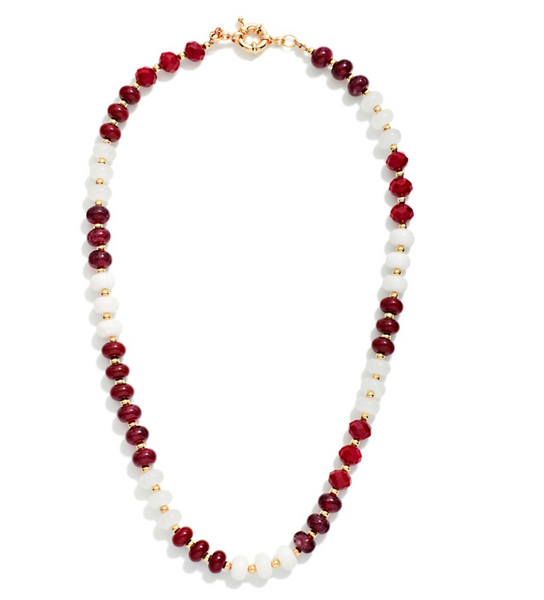 Victory Beaded Necklace - Maroon/White