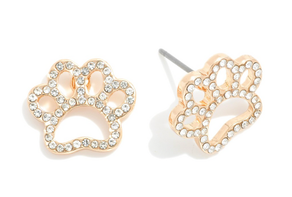 Hometown Pride Paw Earrings - Gold