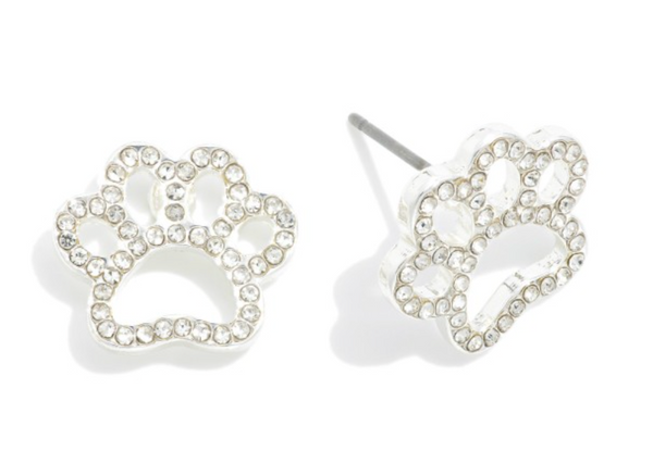 Hometown Pride Paw Earrings - Silver