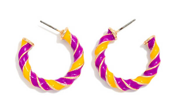 Double Play Hoop Earrings - Purple/Yellow
