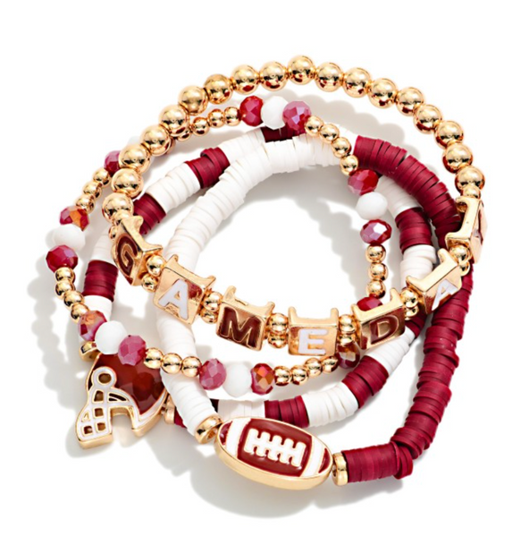 Sideline Style Bracelet Set - Maroon/White